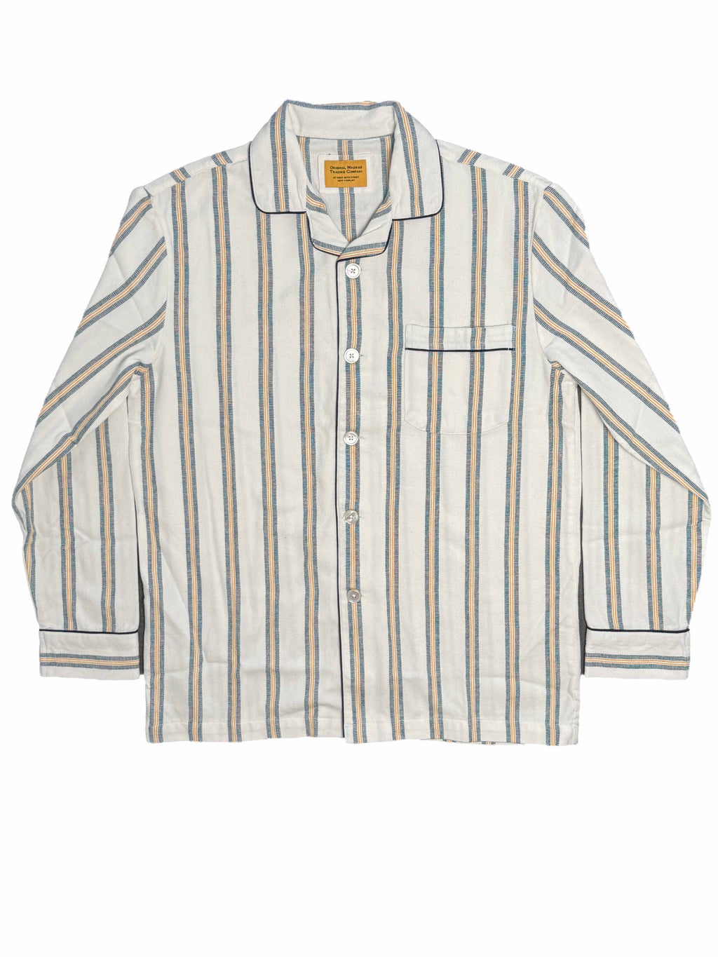 Pajama Suit - White with Blue/Gold Stripe