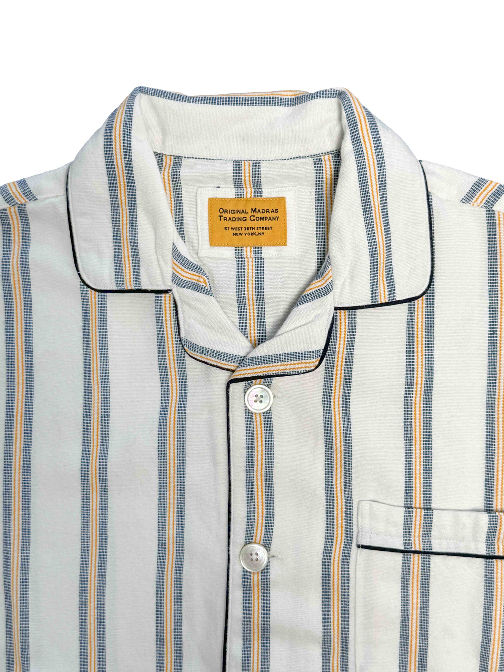 Pajama Suit - White with Blue/Gold Stripe