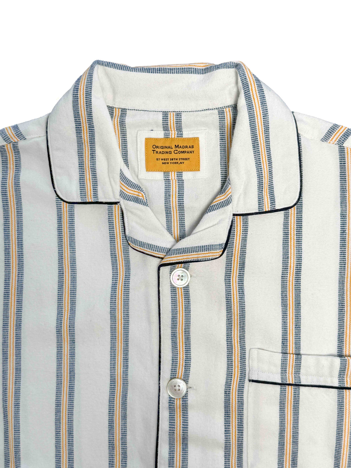 Pajama Suit - White with Blue/Gold Stripe