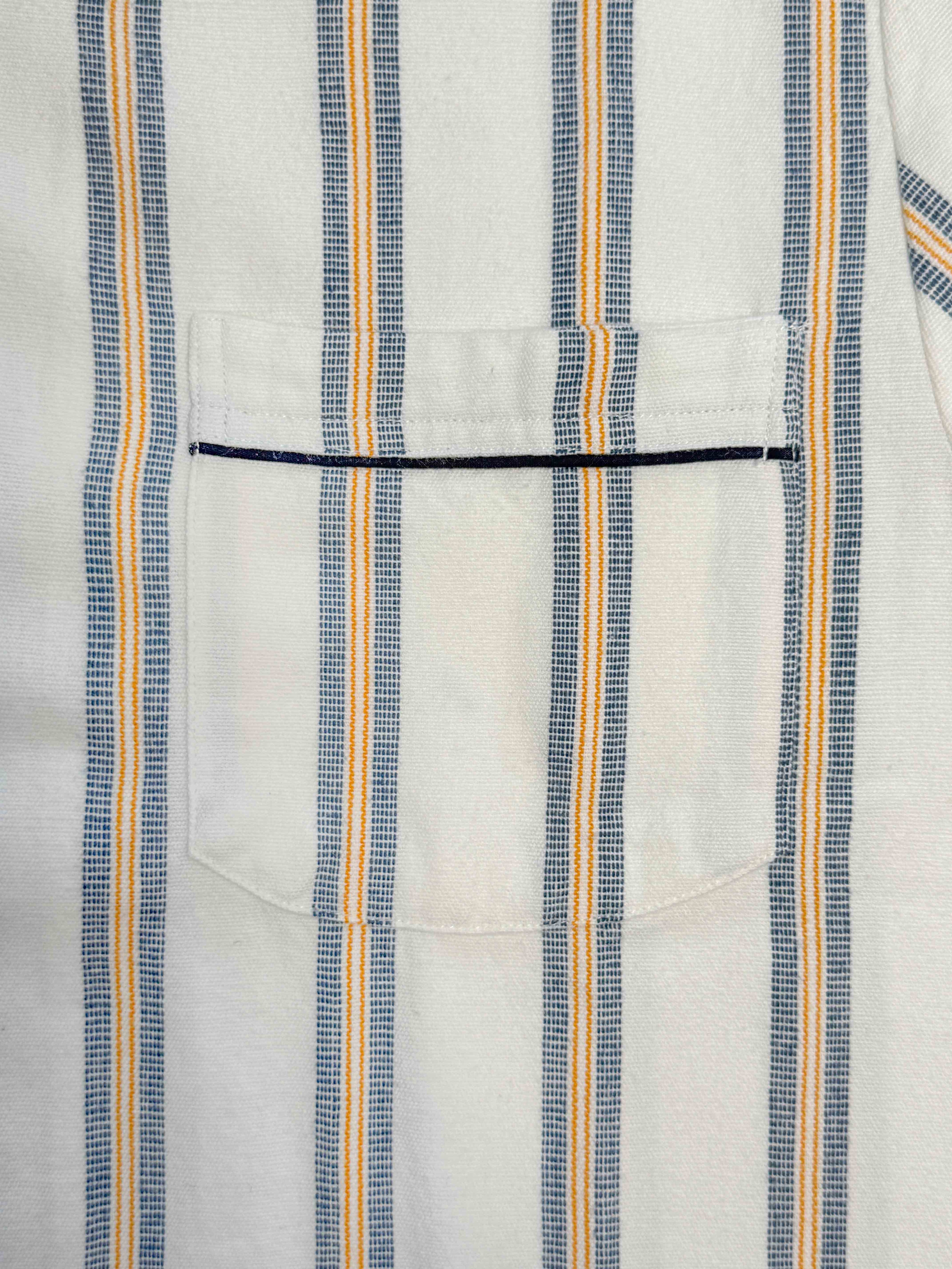 Pajama Suit - White with Blue/Gold Stripe