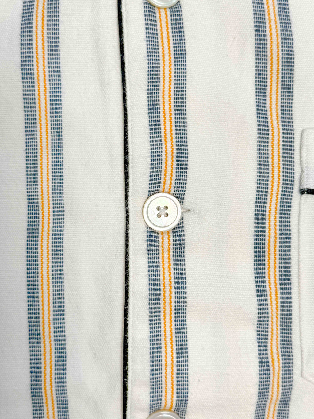 Pajama Suit - White with Blue/Gold Stripe
