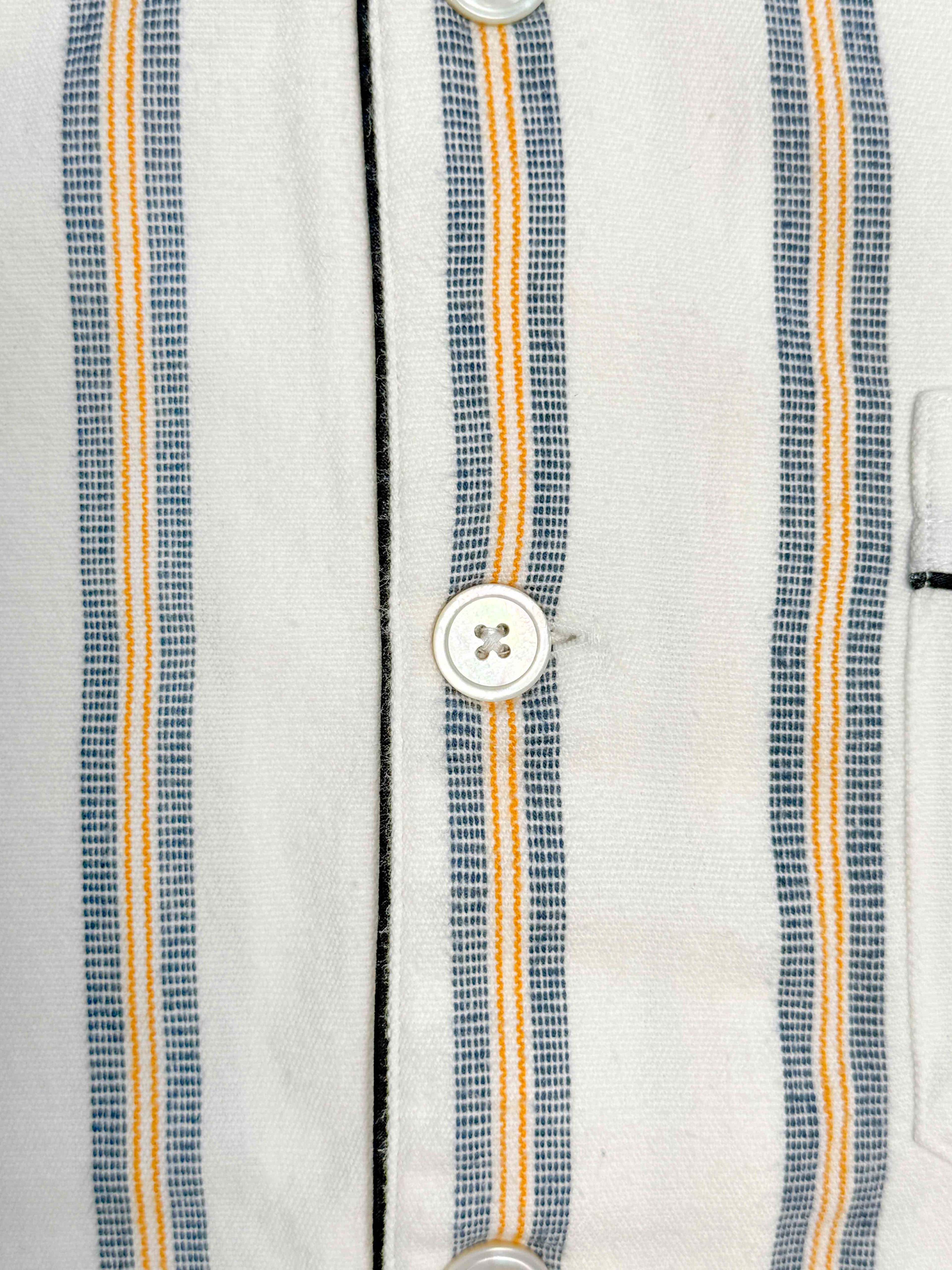 Pajama Suit - White with Blue/Gold Stripe