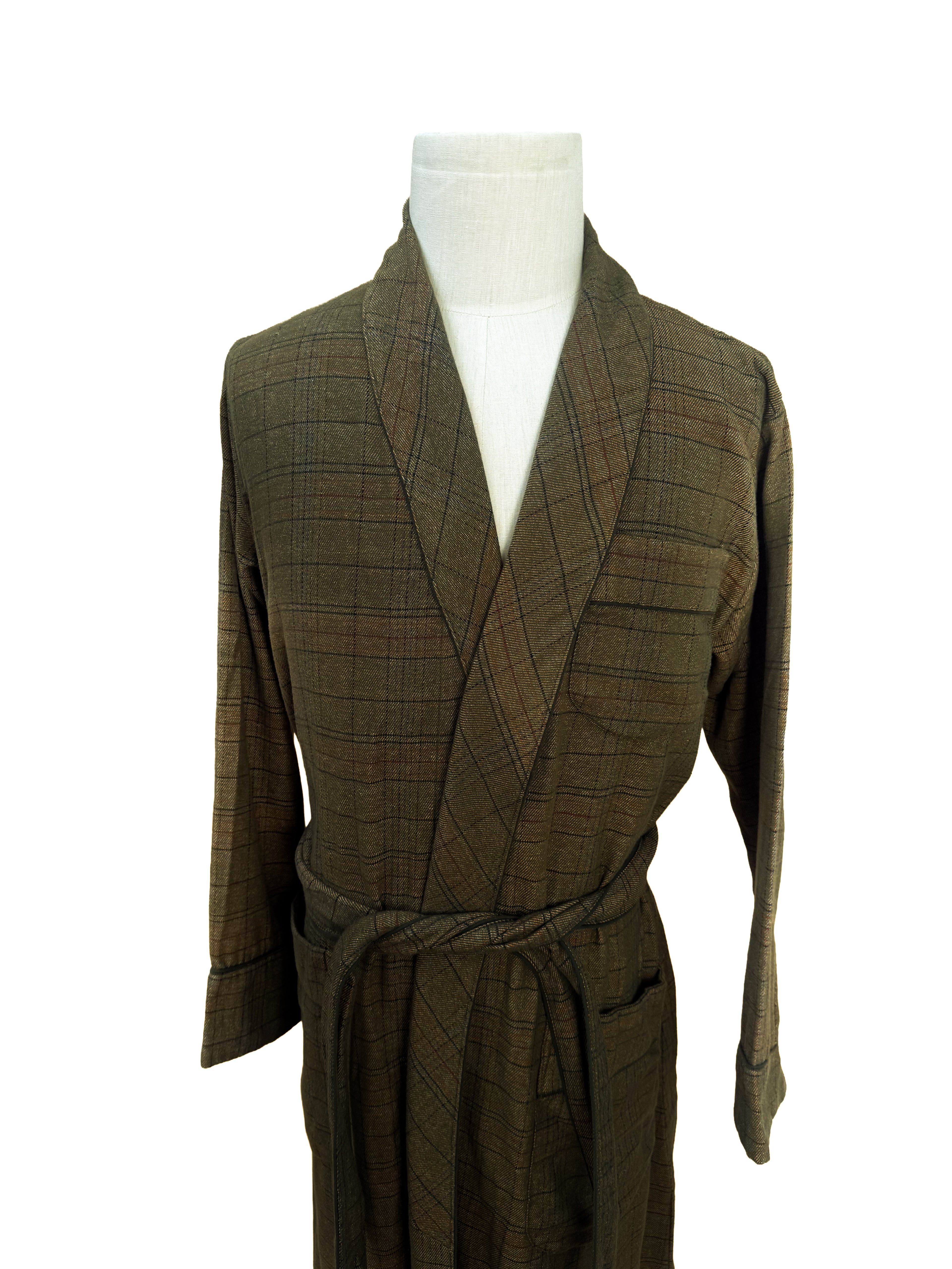 Belted Robe - Brown Two-Ply Check
