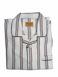 Pajama Suit - White with Blue/Gold Stripe