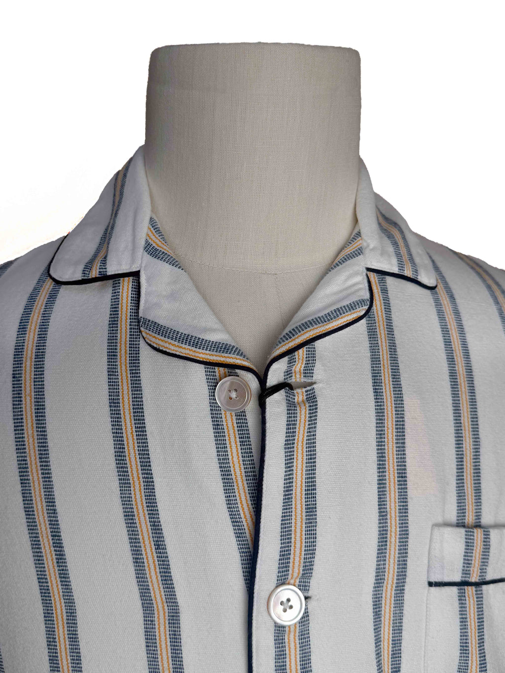Pajama Suit - White with Blue/Gold Stripe