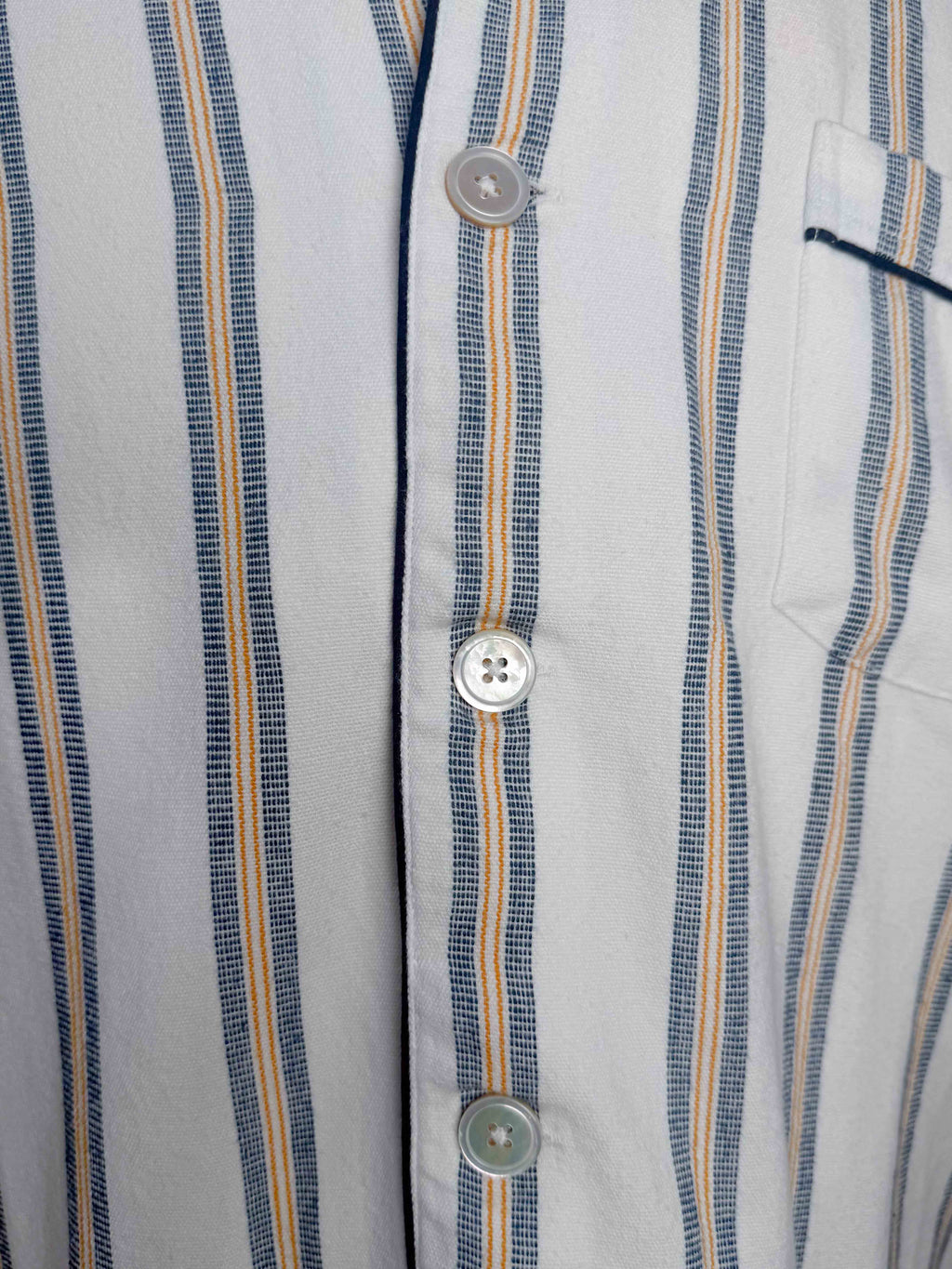 Pajama Suit - White with Blue/Gold Stripe