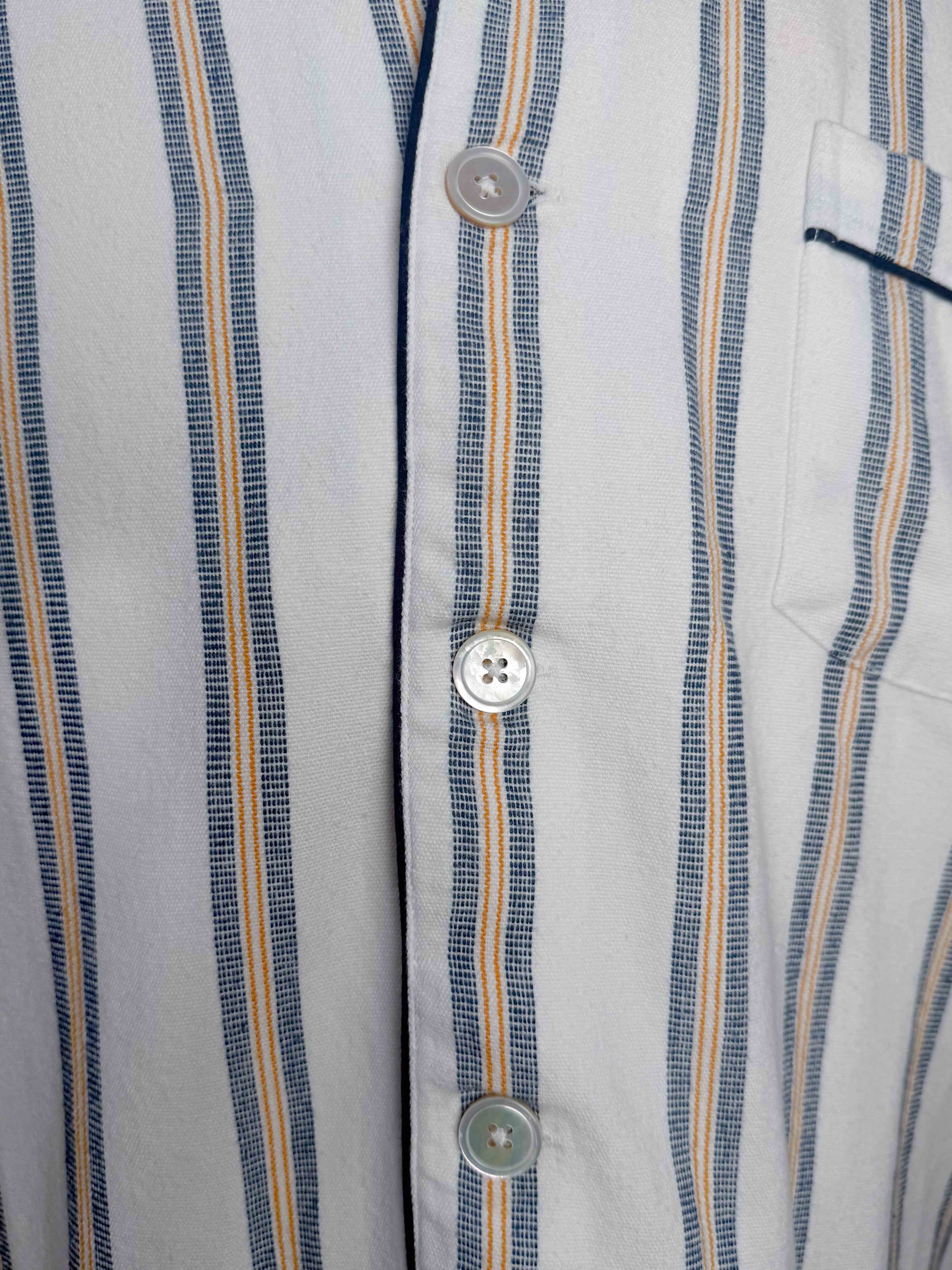 Pajama Suit - White with Blue/Gold Stripe