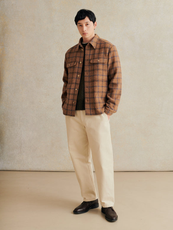 Overshirt Italian Brushed Wool - Gold Check