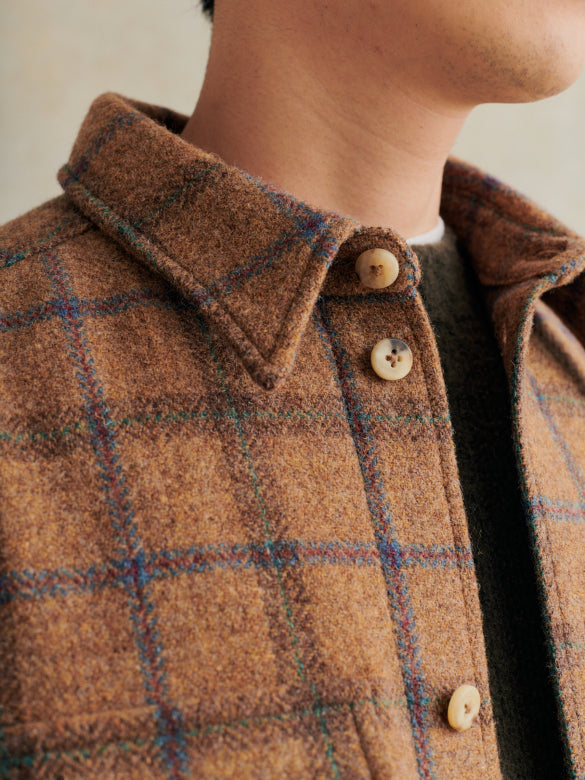 Overshirt Italian Brushed Wool - Gold Check