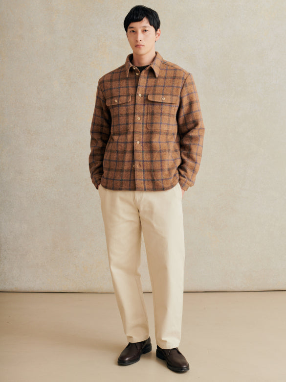 Overshirt Italian Brushed Wool - Gold Check