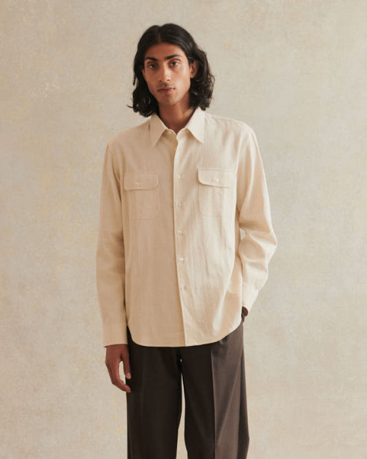 Artist Shirt Cotton Hemp Gabardine - Undyed