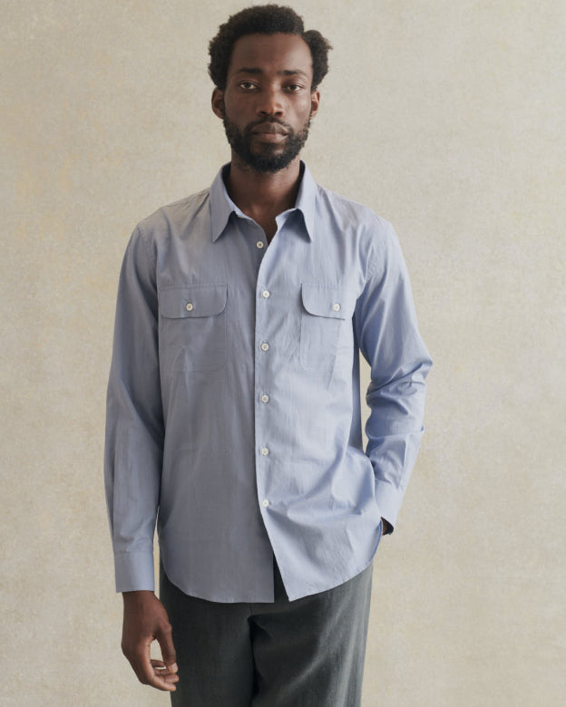 Artist Shirt Washed Cotton Voile - Blue