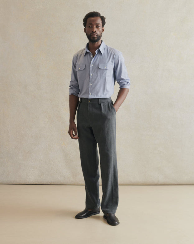 Artist Shirt Washed Cotton Voile - Blue