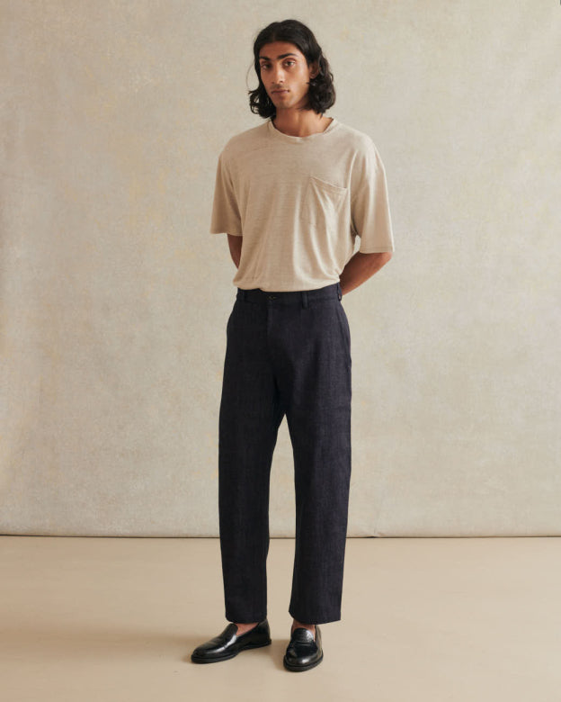 Balloon Trousers Linen Denim - Indigo Blue