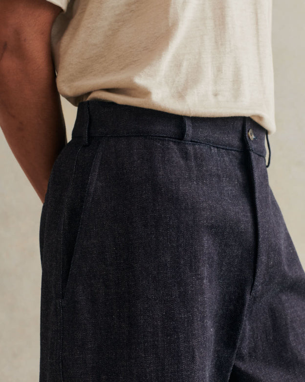 Balloon Trousers Linen Denim - Indigo Blue