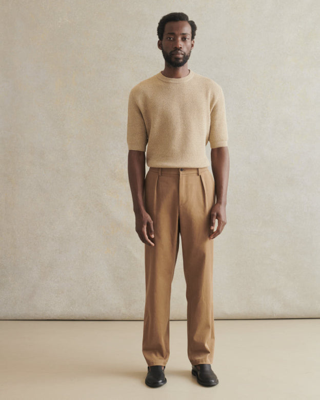 One Pleat Trousers - Coffee