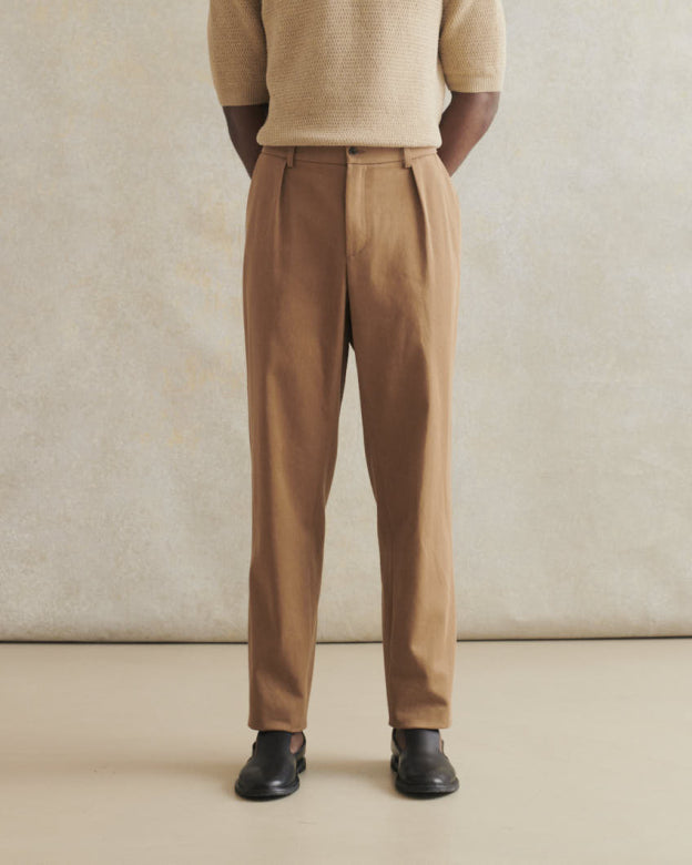 One Pleat Trousers - Coffee