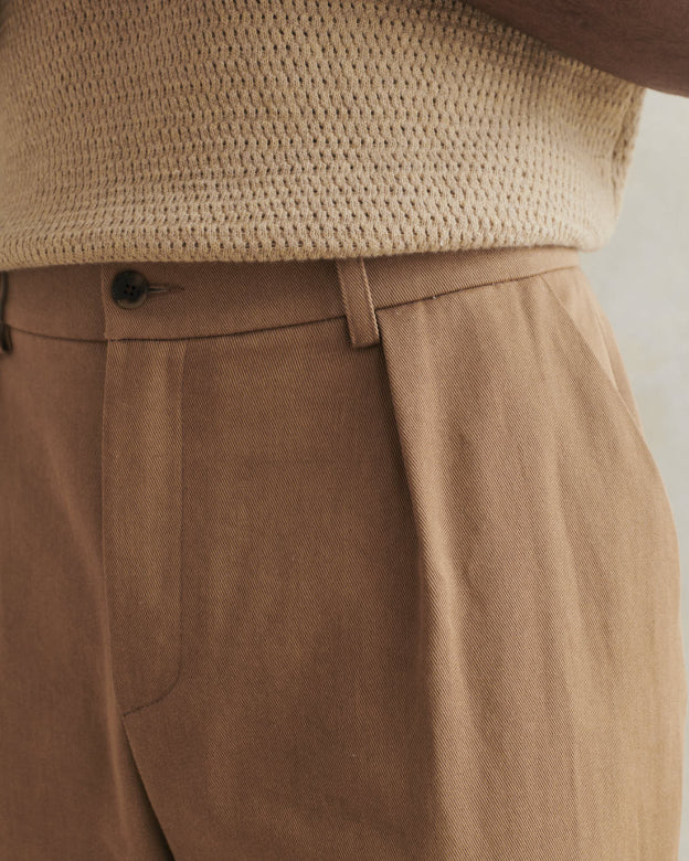 One Pleat Trousers - Coffee