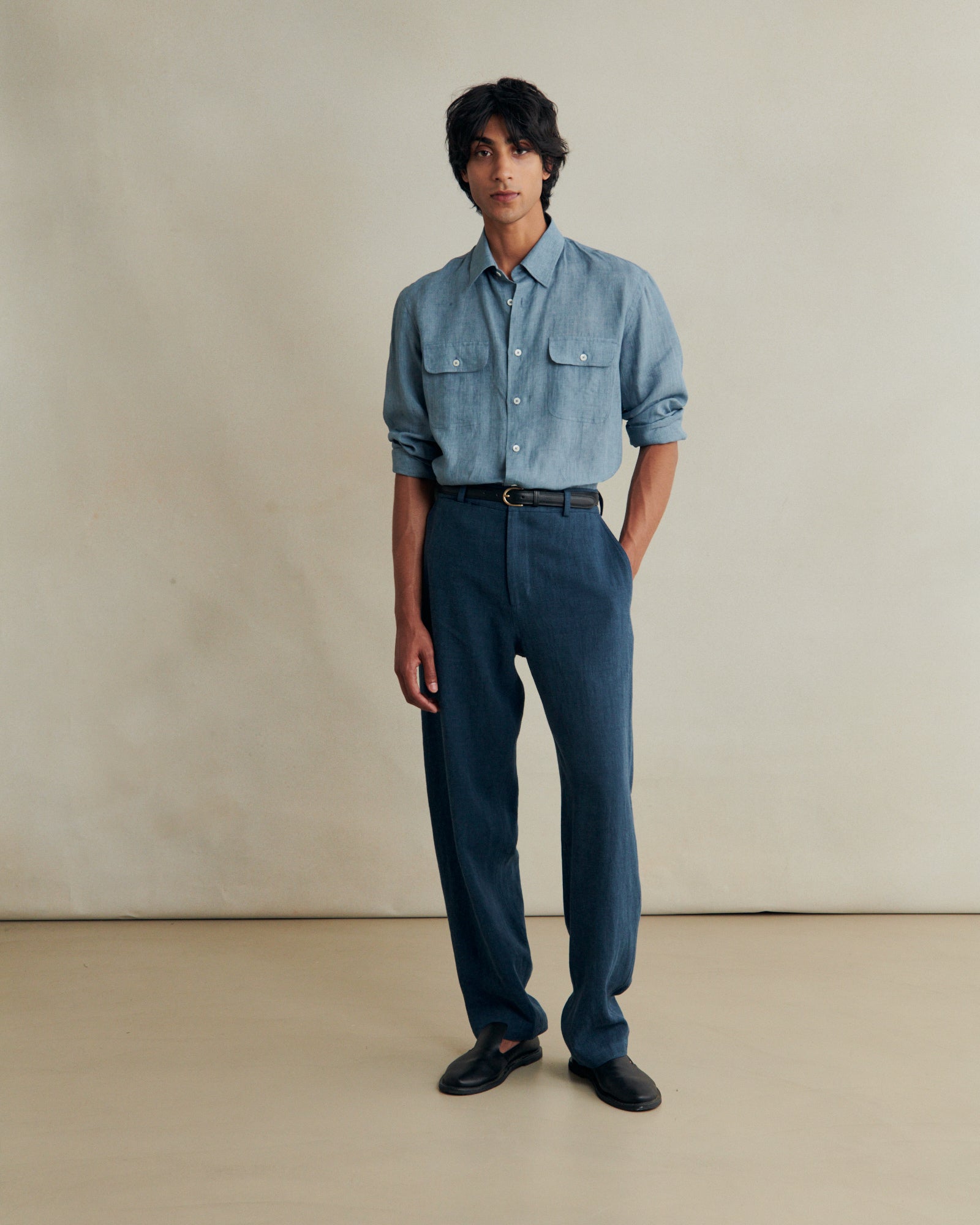 Artist Shirt Linen Chambray - Light Blue