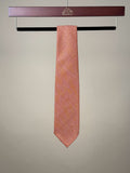 Orange silk hopsack untipped tie by Paolo Albizzati, showcasing the smooth textured fabric and classic slim design.