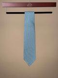 Printed Knit Pattern Silk Untipped Tie - Blue/Green