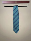 Striped Basket Weave Silk Untipped Tie - Green/Navy