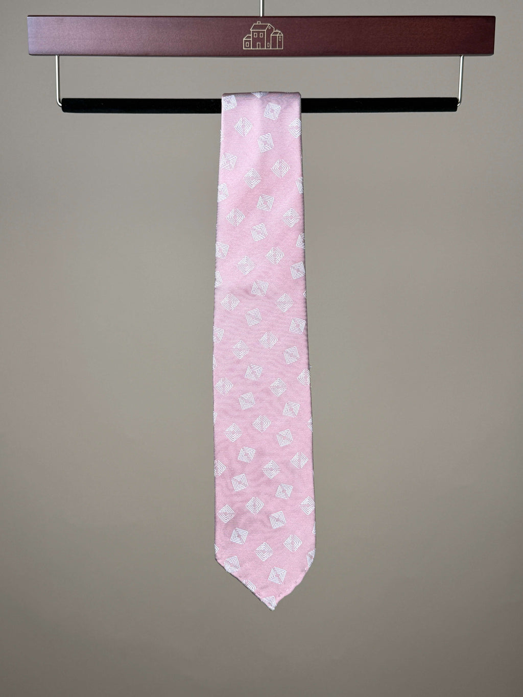 Pink diamond silk untipped tie by Paolo Albizzati, showcasing a smooth, elegant accessory with a rich silk texture.