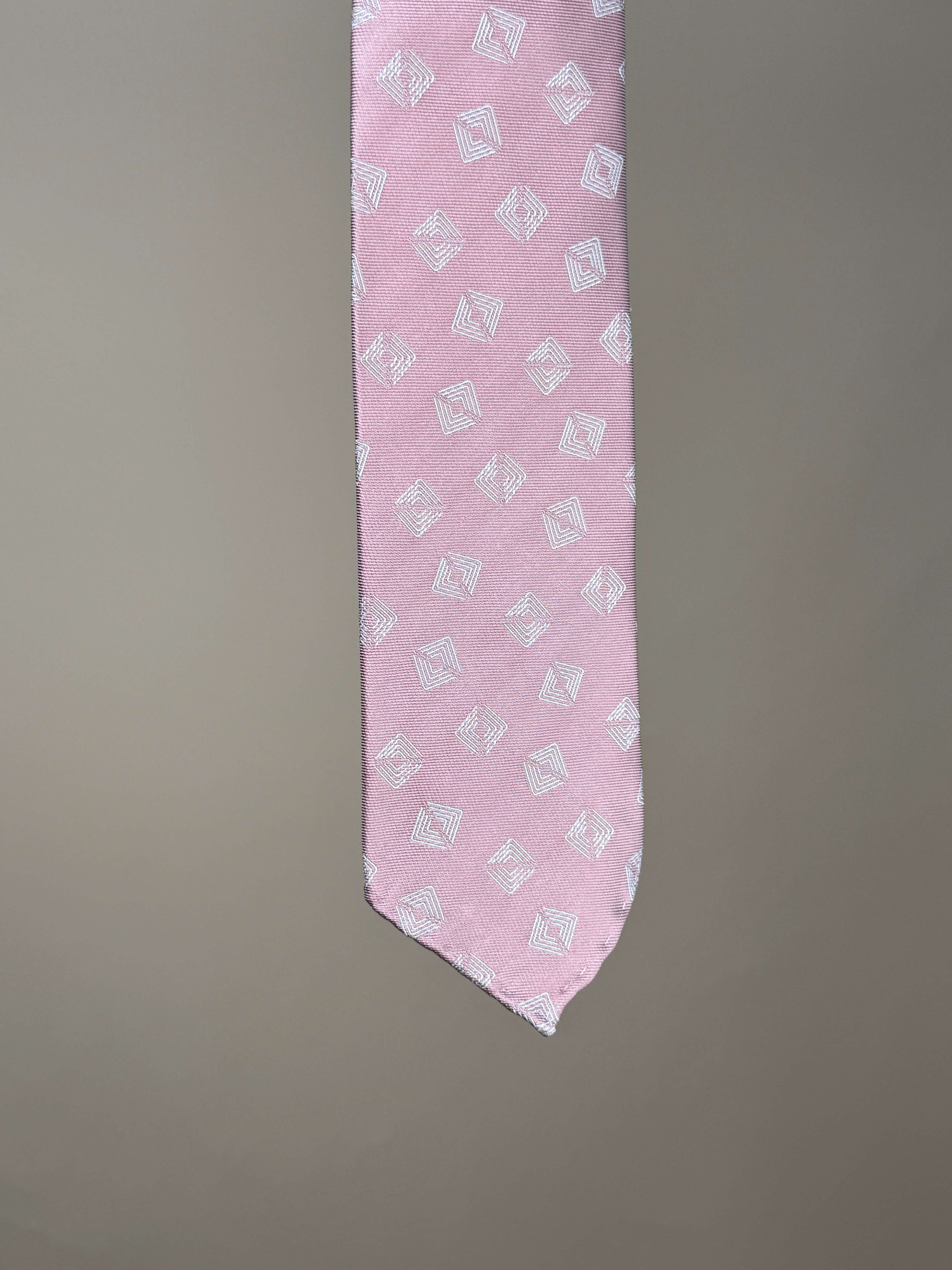 Pink diamond silk untipped tie by Paolo Albizzati, showcasing elegant accessory with smooth, shiny fabric and classic design.