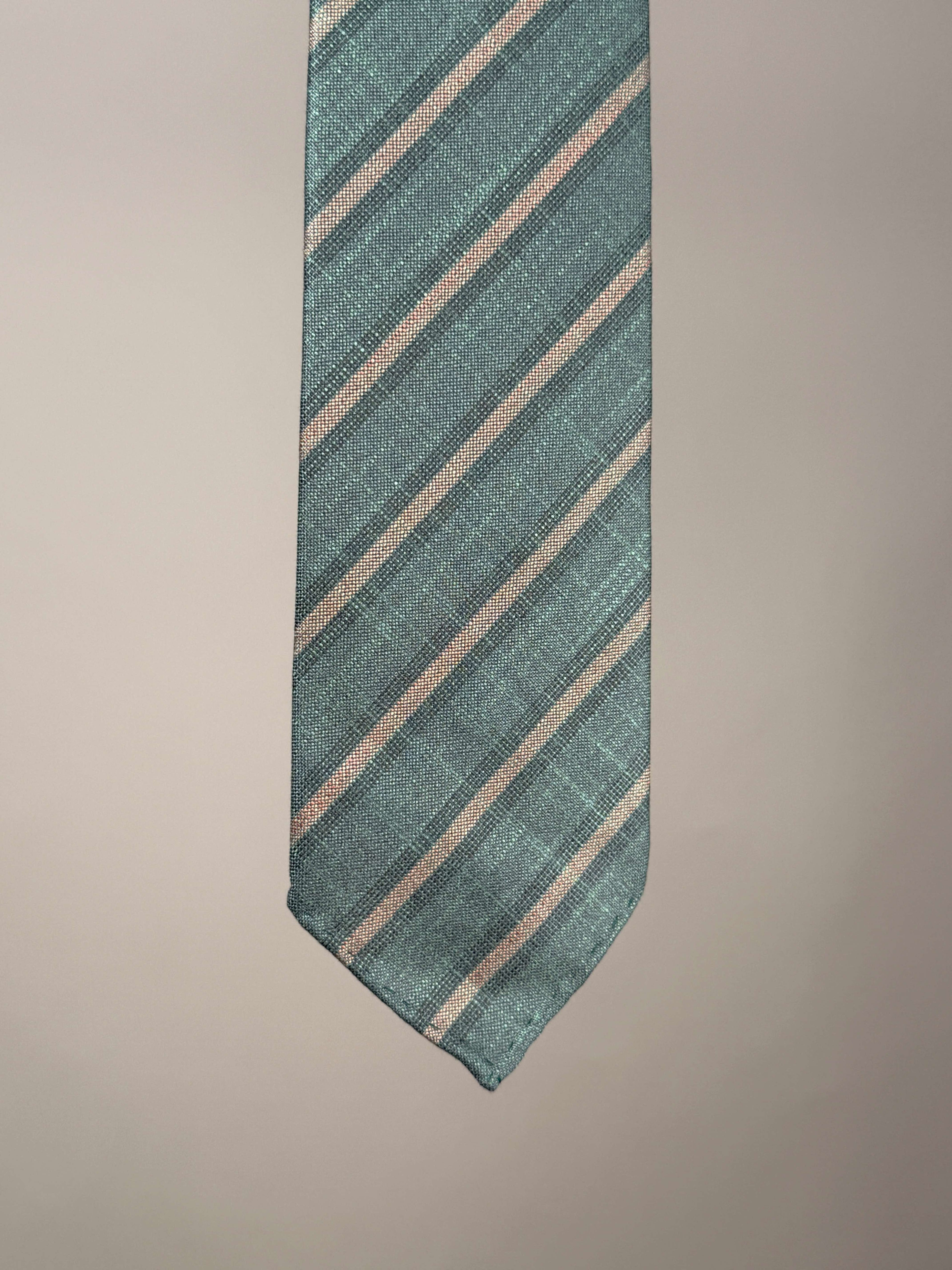 Surrounded Stripe Silk Untipped Tie - Green