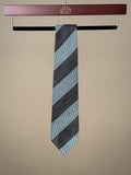 Wide Stripe Grenadine Silk Untipped Tie - Brown