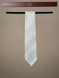 Wide Stripe Grenadine Silk Untipped Tie - Beige