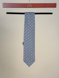 Clover Pattern Silk Tipped Tie - Blue/Green/Beige