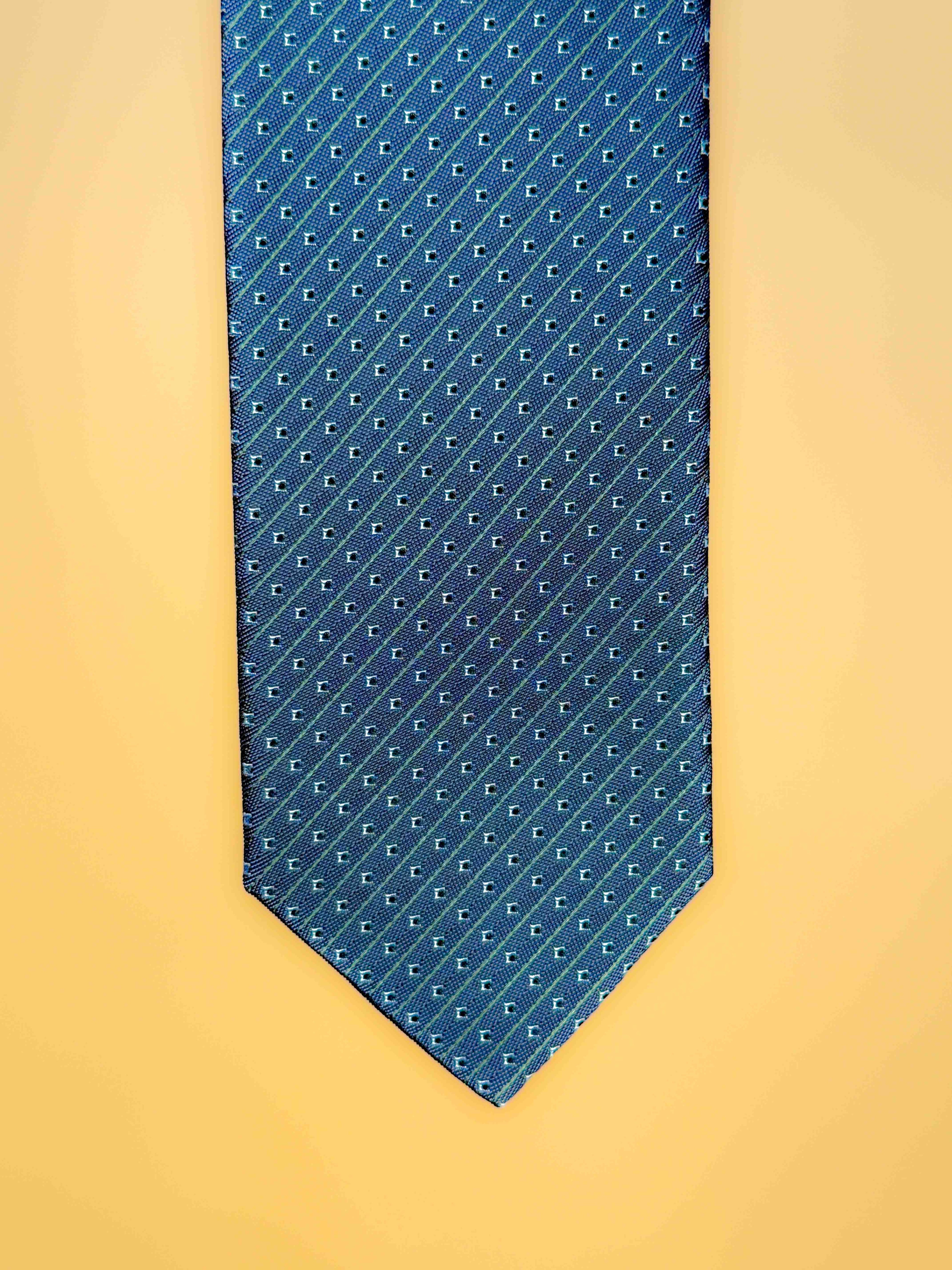 Dotted Stripe Silk Tipped Tie - Gray/Green