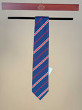 Striped Silk Tipped Tie - Navy/Red