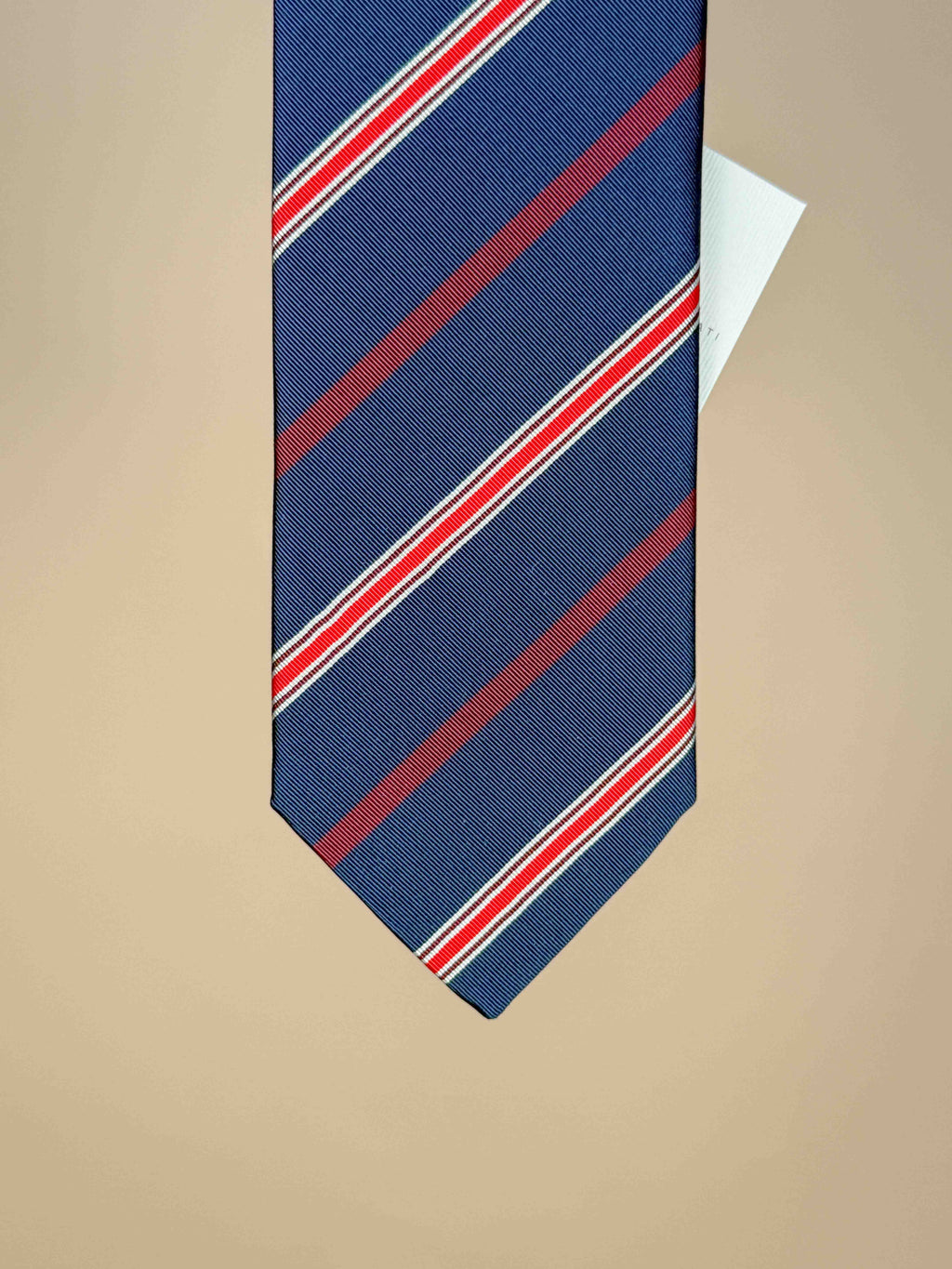 Striped Silk Tipped Tie - Navy/Red