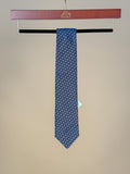 Herringbone Dot Silk Tipped Tie - Navy