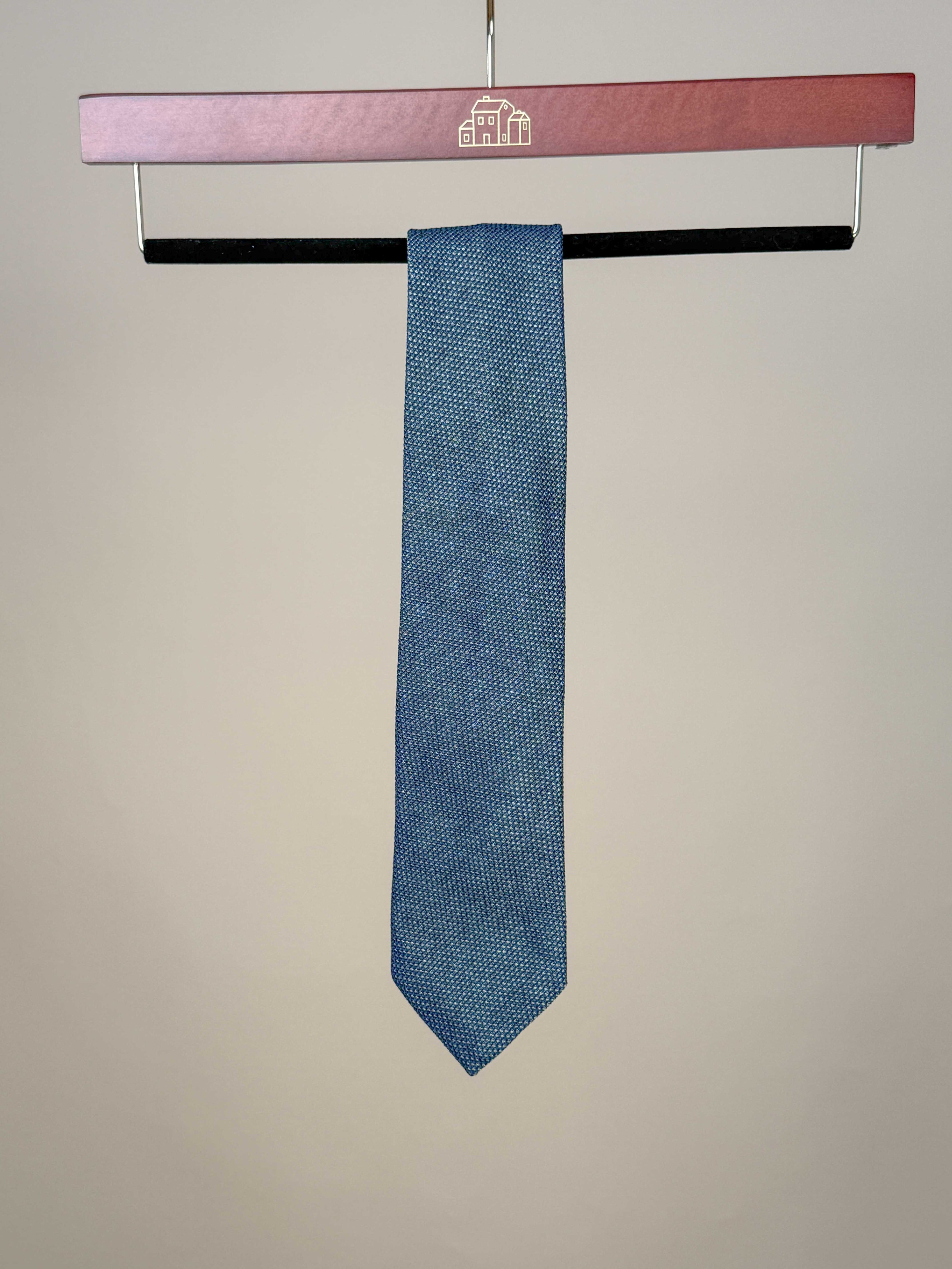 Hopsack Silk Tipped Tie - Blue/Green