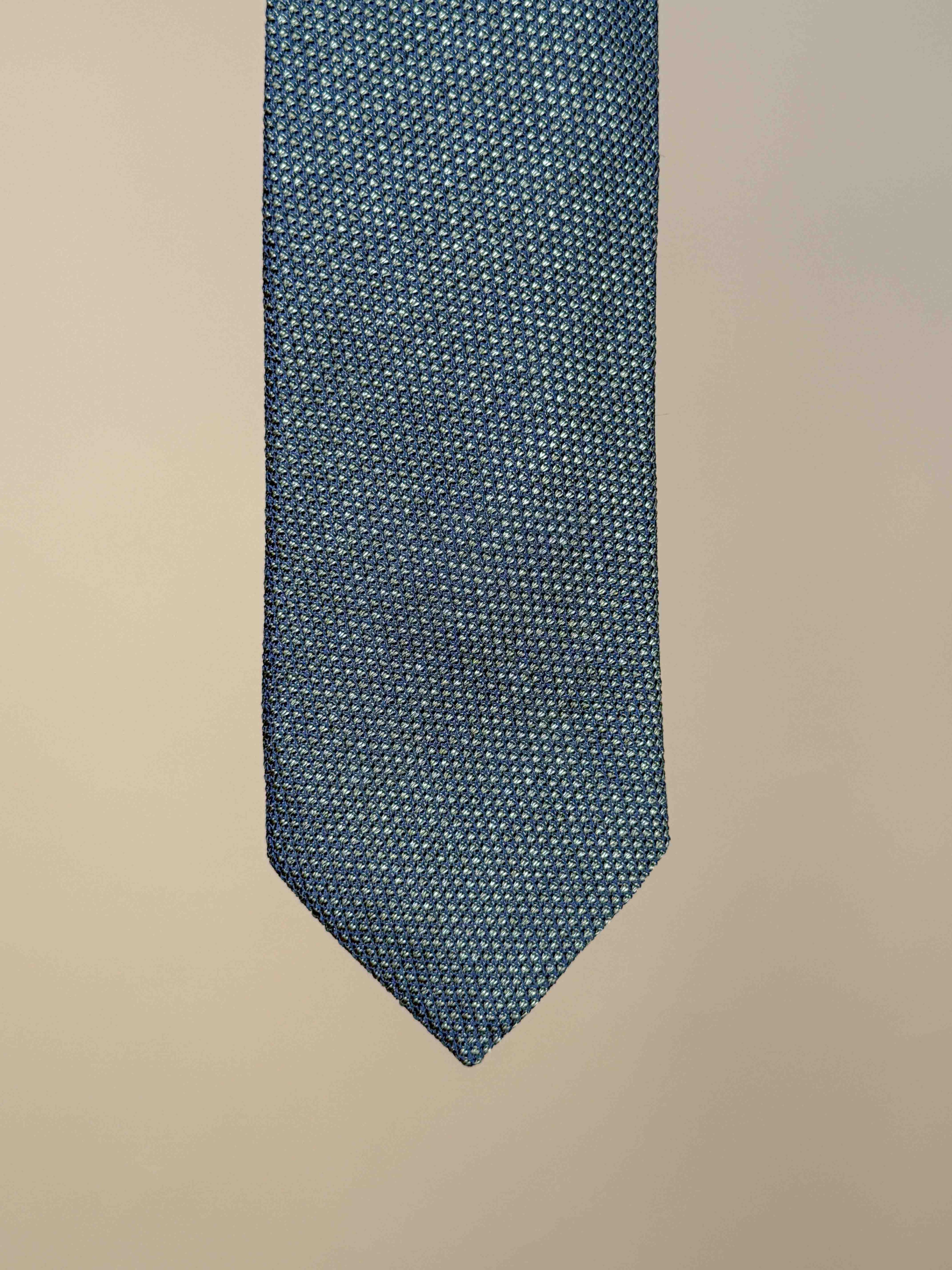 Hopsack Silk Tipped Tie - Blue/Green