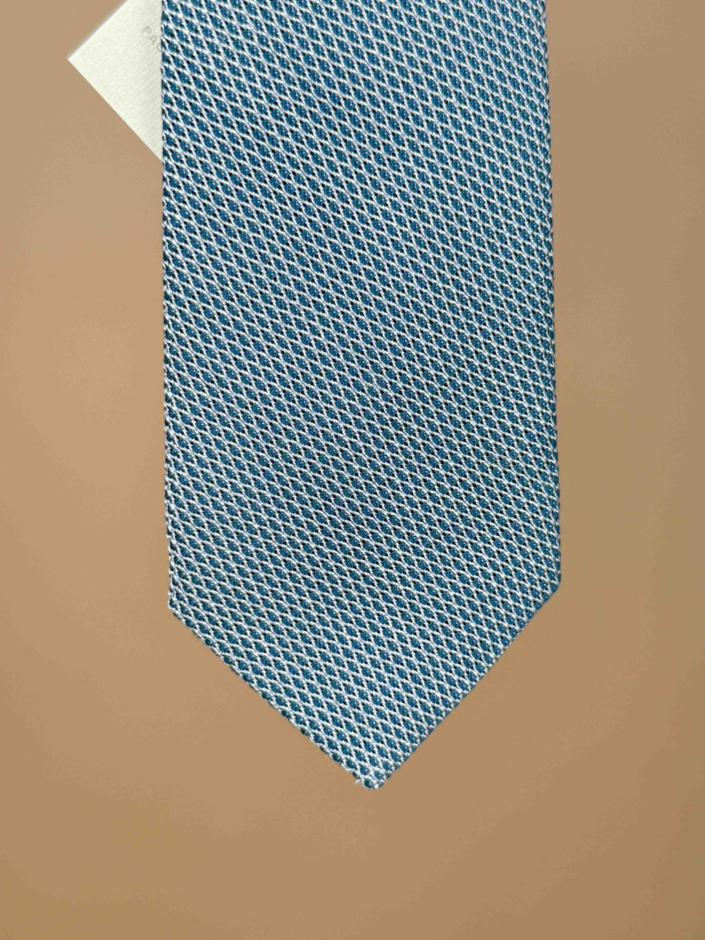 Hopsack Silk Tipped Tie - White/Blue