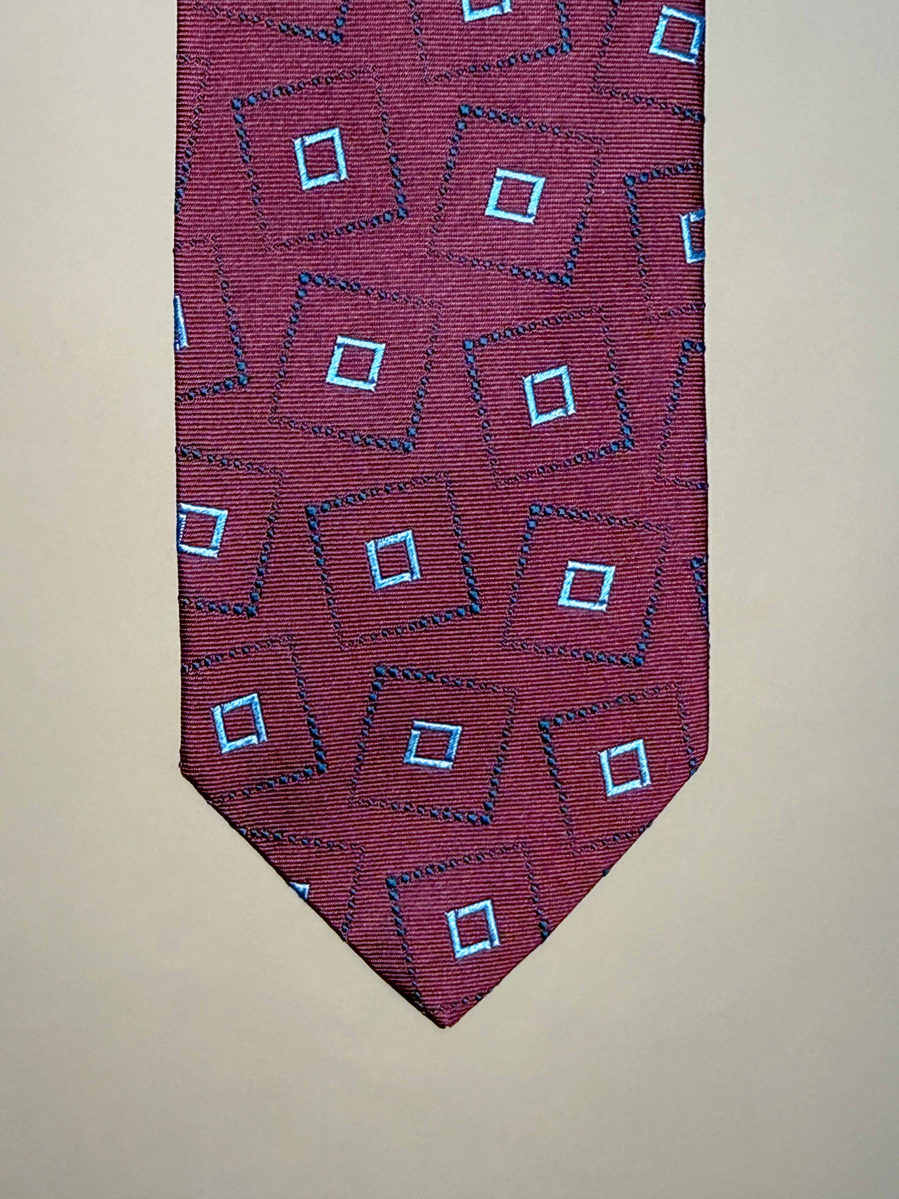 Concentric Squares Silk Tipped Tie - Red
