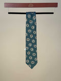 Abstract Eye Motif Silk Tipped Tie - Green