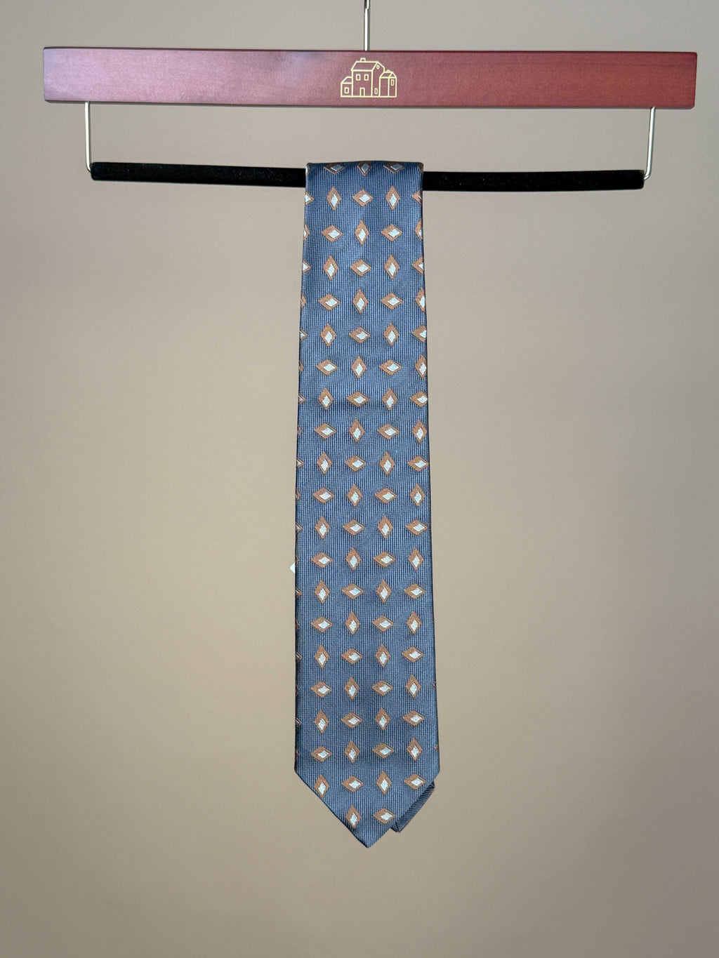 Concentric Diamonds Silk Tipped Tie - Gray/Orange