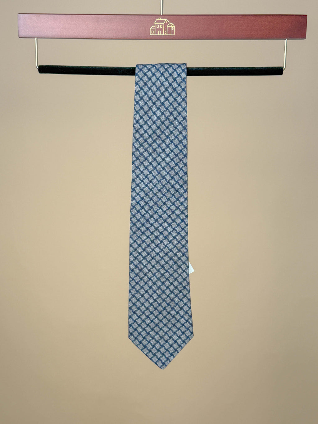 Wavy Grid Silk Tipped Tie - Gray/Blue