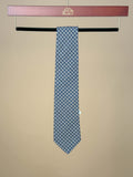 Wavy Grid Silk Tipped Tie - Gray/Blue