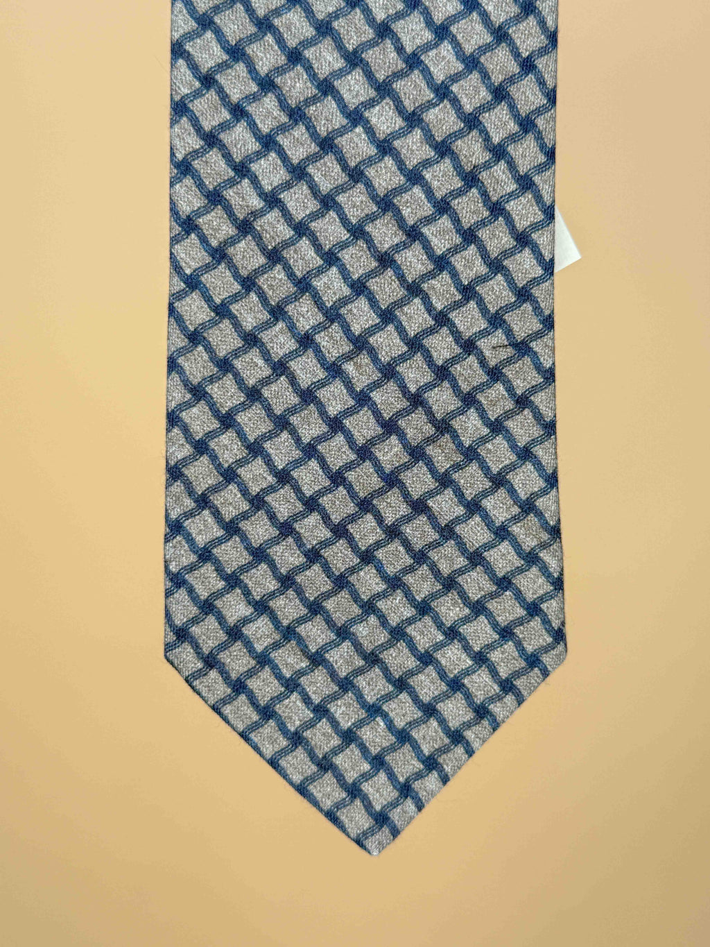 Wavy Grid Silk Tipped Tie - Gray/Blue