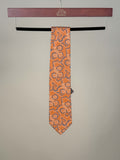 Floral Printed Silk Tipped Tie - Orange