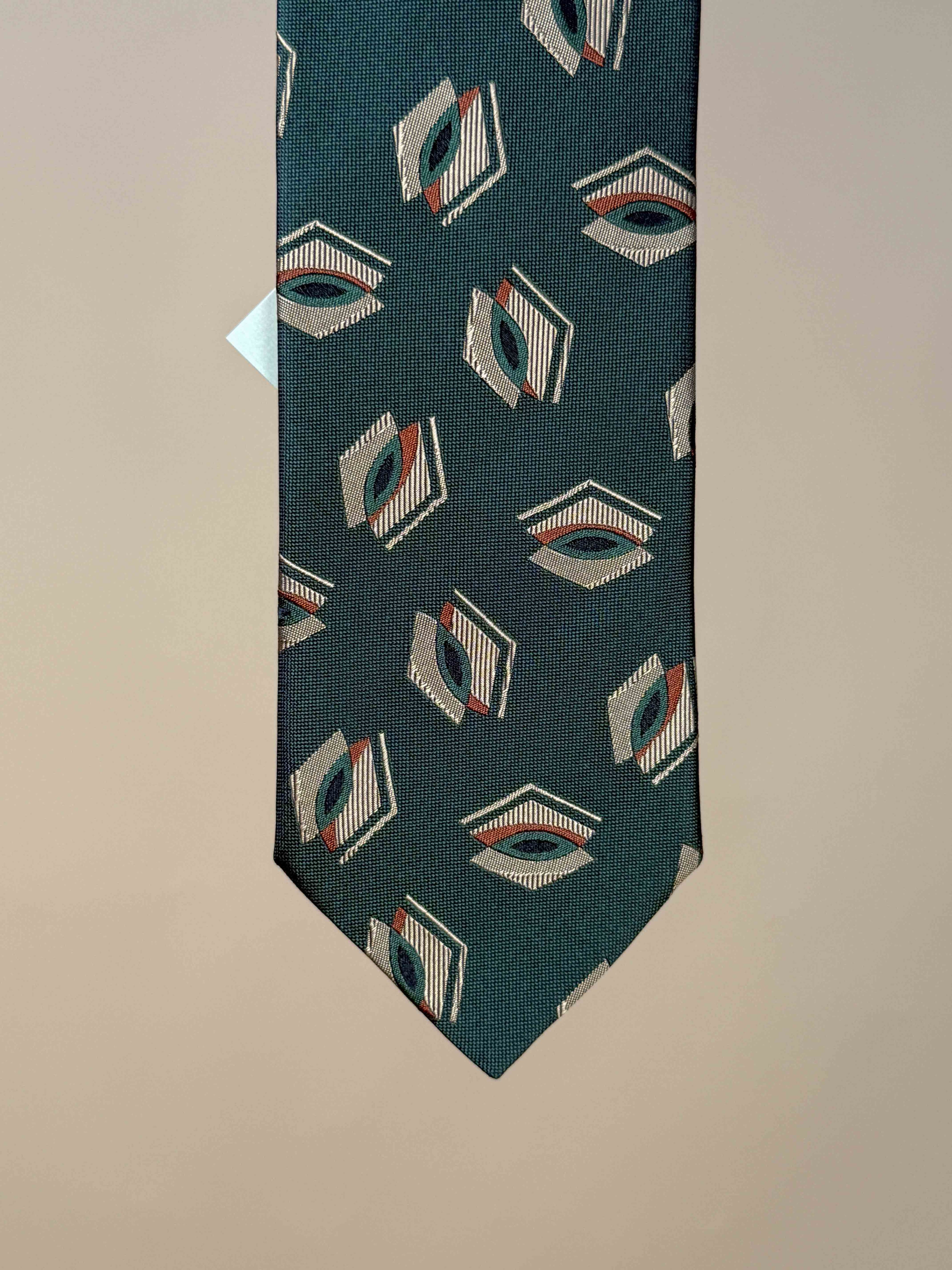 Abstract Eye Motif Silk Tipped Tie - Green
