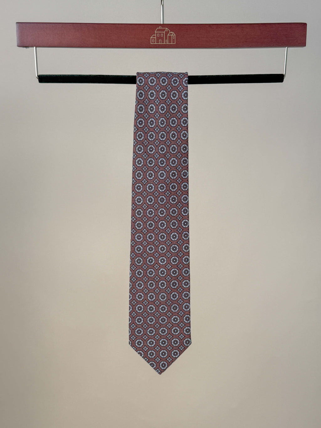 Printed Pattern Silk Tipped Tie - Rust
