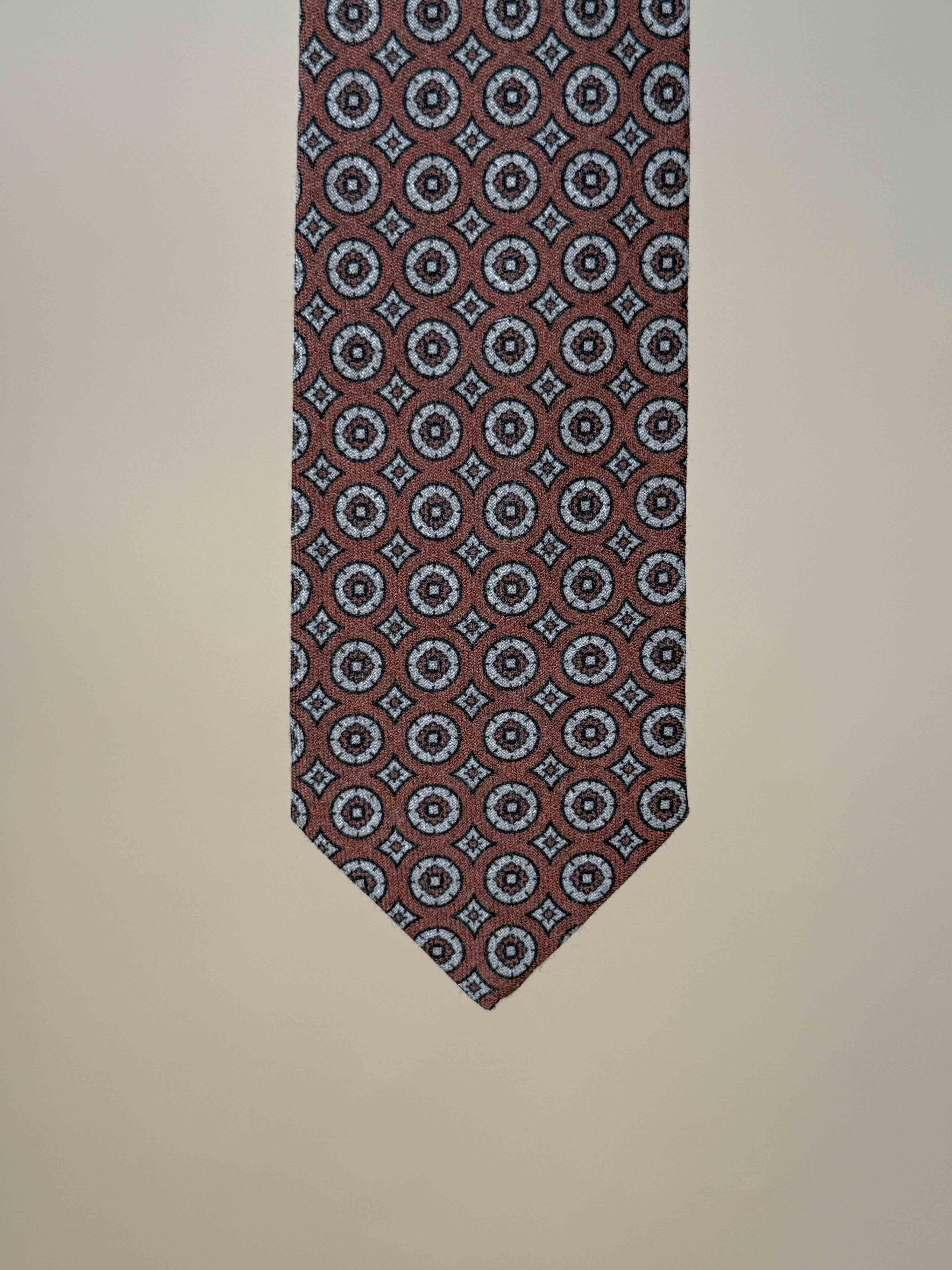 Printed Pattern Silk Tipped Tie - Rust