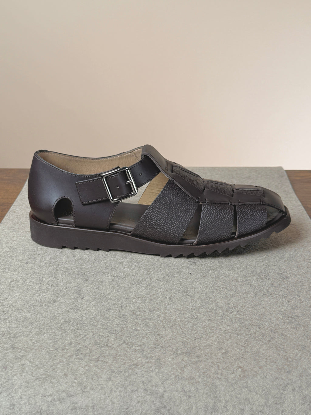 Paraboot Pacific Sandal in cafe color, stylish footwear with open-toe design and adjustable straps, perfect for casual summer wear.